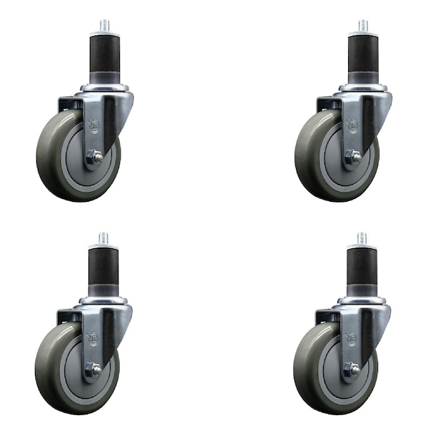 Service Caster 4'' SS Gray Poly Wheel Swivel 1-5/8'' Expanding Stem Caster Set, 4PK SCC-SSEX20S414-PPUB-158-4 - main